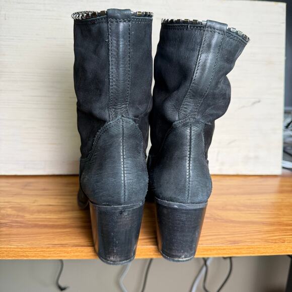 Ovye slouch cowboy boots with stud embellishments black suede womens size 40/9.5 - Picture 4 of 8